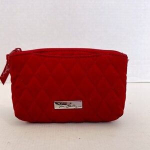 Vera Bradley Red Quilted Cosmetic Bag w/ attached mirror